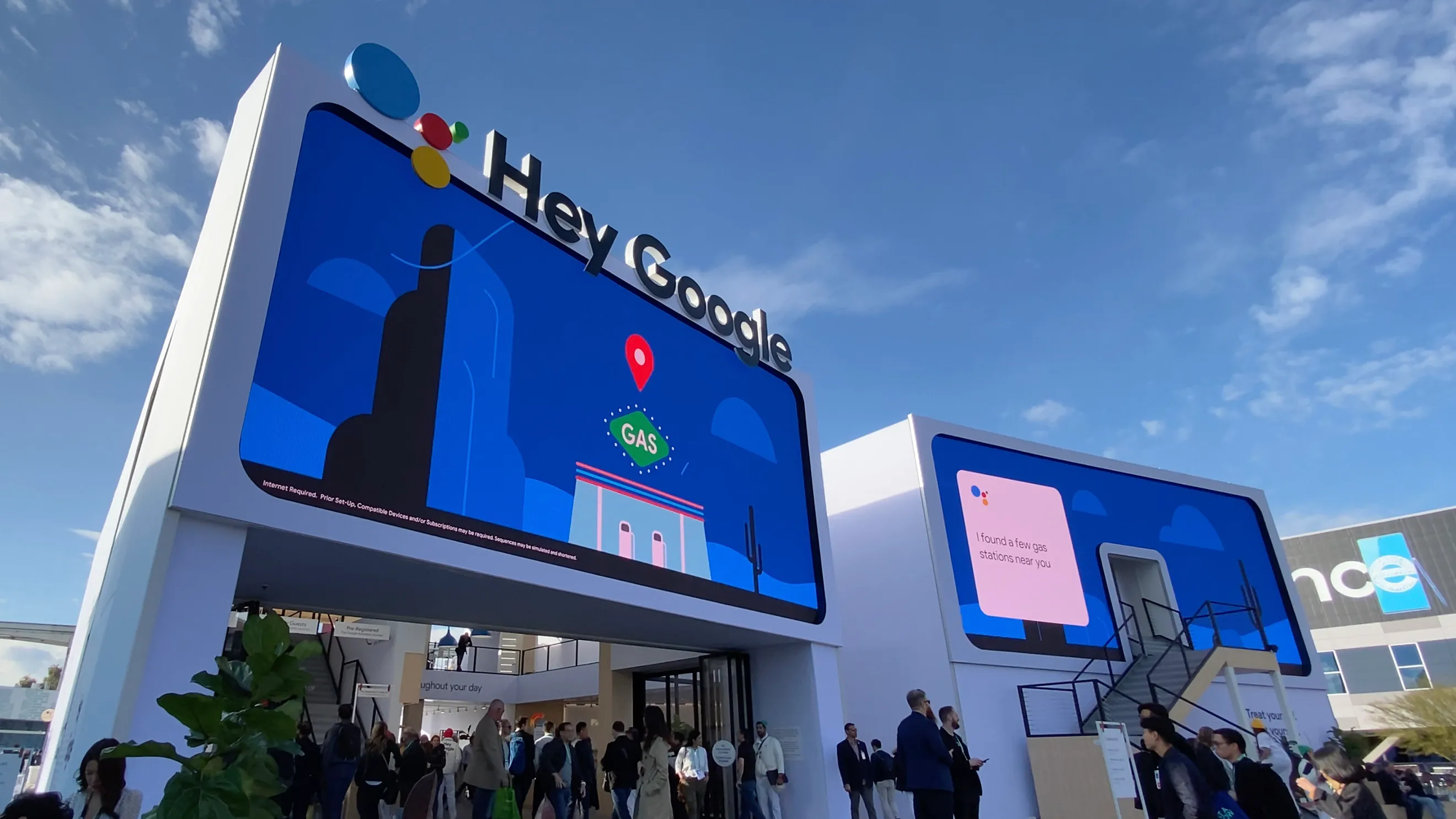 Google Assistant Playground CES 2020 big outdoor screen displaying Google Assistant features